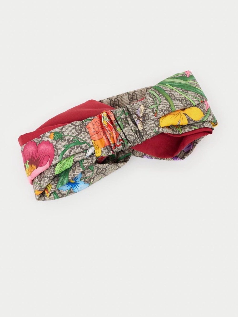 Gucci Floral GG Silk Twist Headband in Red, Purple, Yellow, Blue - Picture 7 of 7